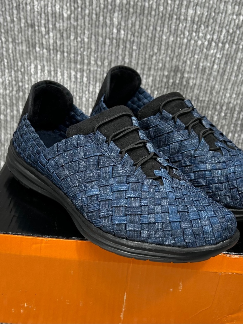 Bernie Mev Blue Woven Victoria Slip-On Sneakers Size 38